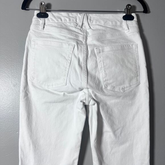 Good American Women’s 4/27 Good Straight White Jeans Raw Hem High Rise Stretch - Picture 9 of 10